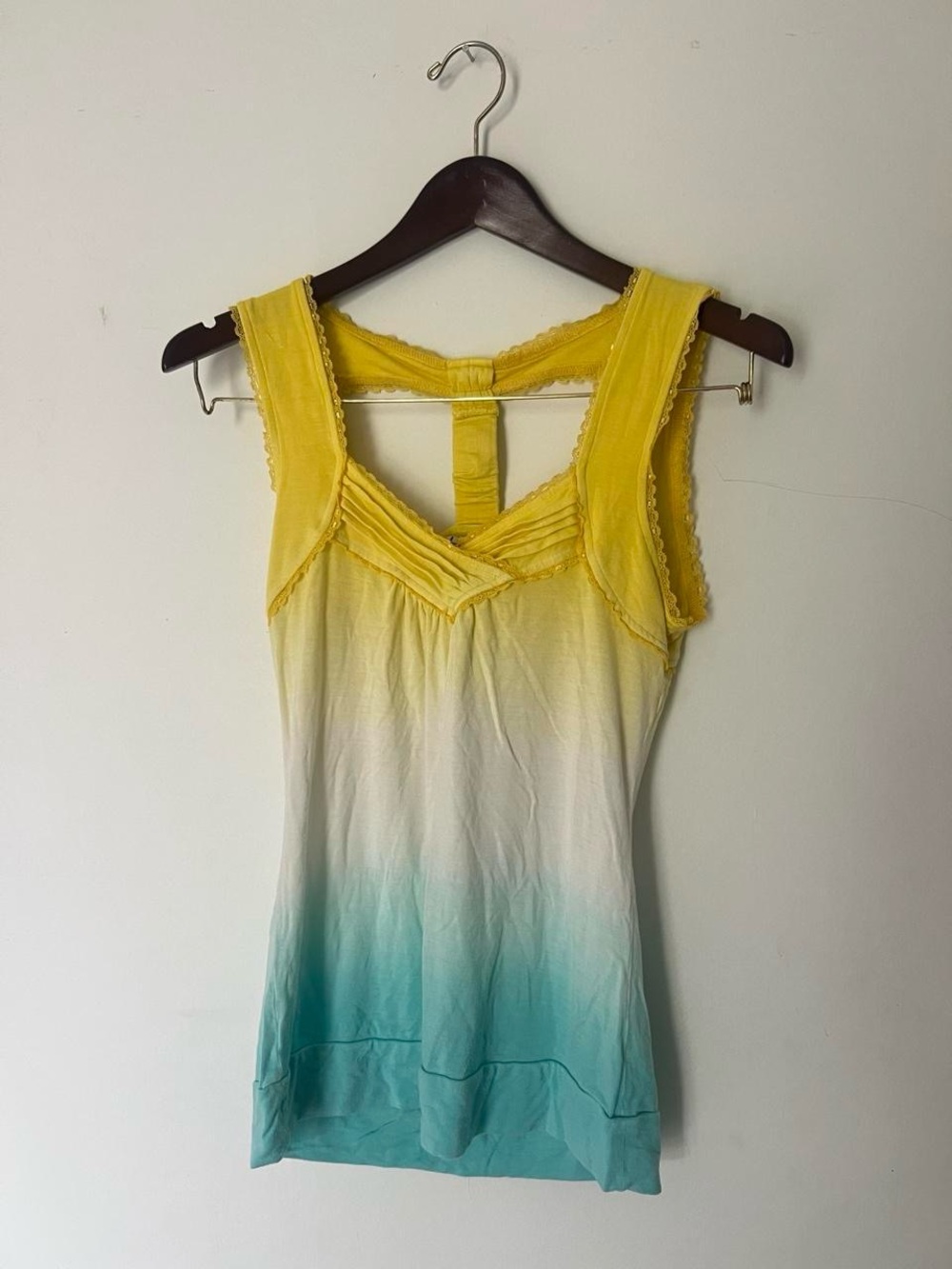 Yellow to Teal Ombre Sleeveless Women's Tank Top
